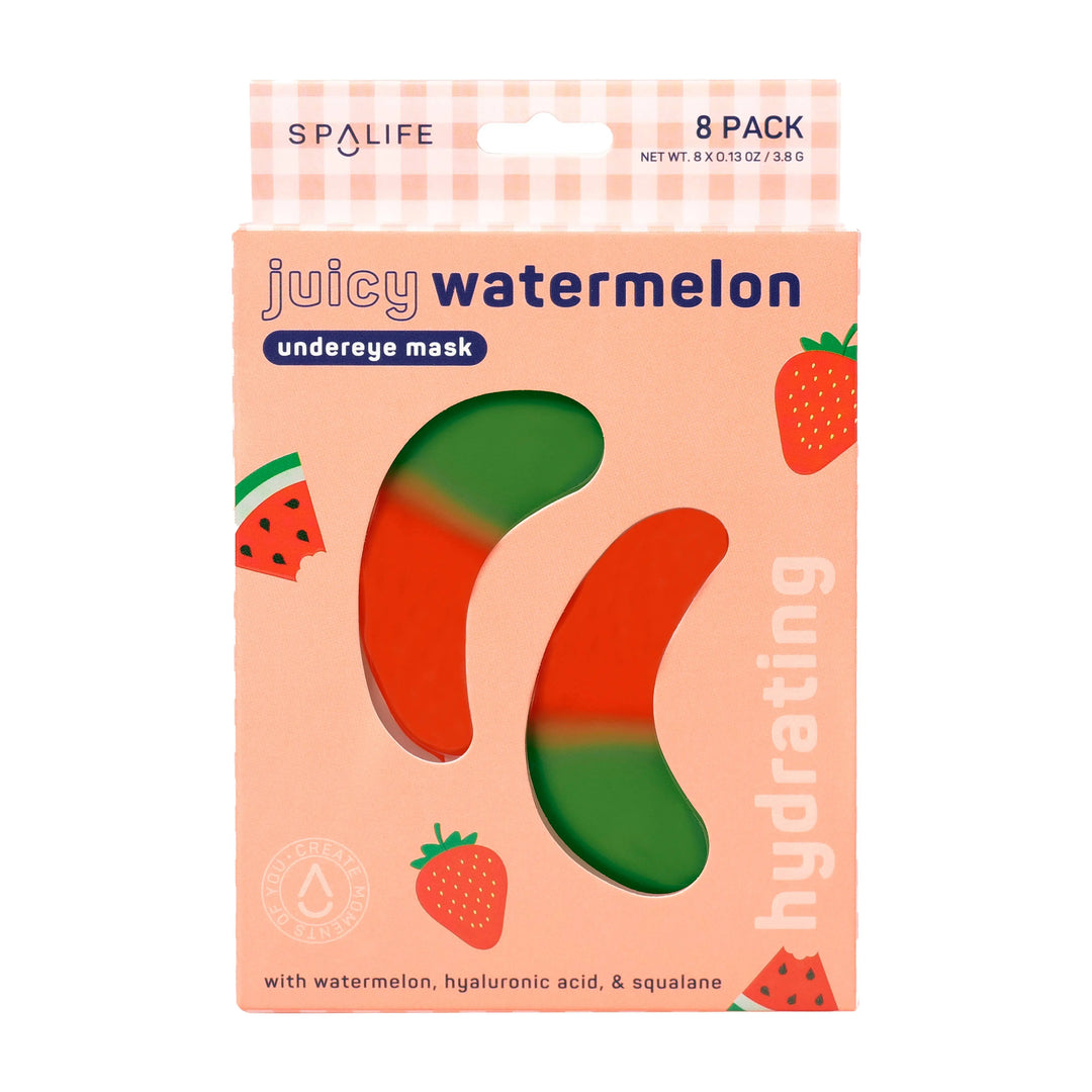 Juicy Watermelon Hydrating Undereye Patches - 8 Pairs My Spa Life Cleanse Face & Body Bar