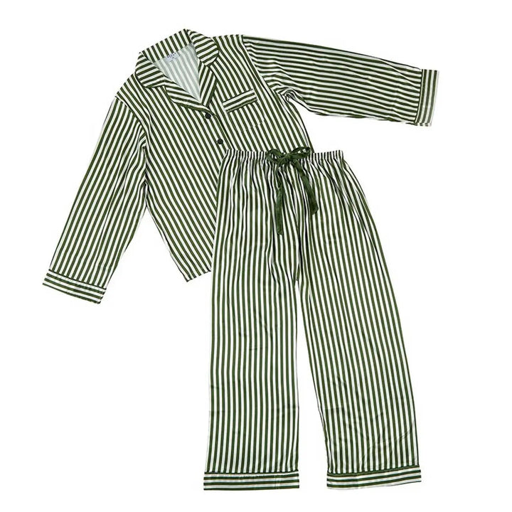 Long Sleeve PJ Set - Green Stripe: 100% Polyester / Large Bella Sleep + Spa Cleanse Face &amp; Body Bar
