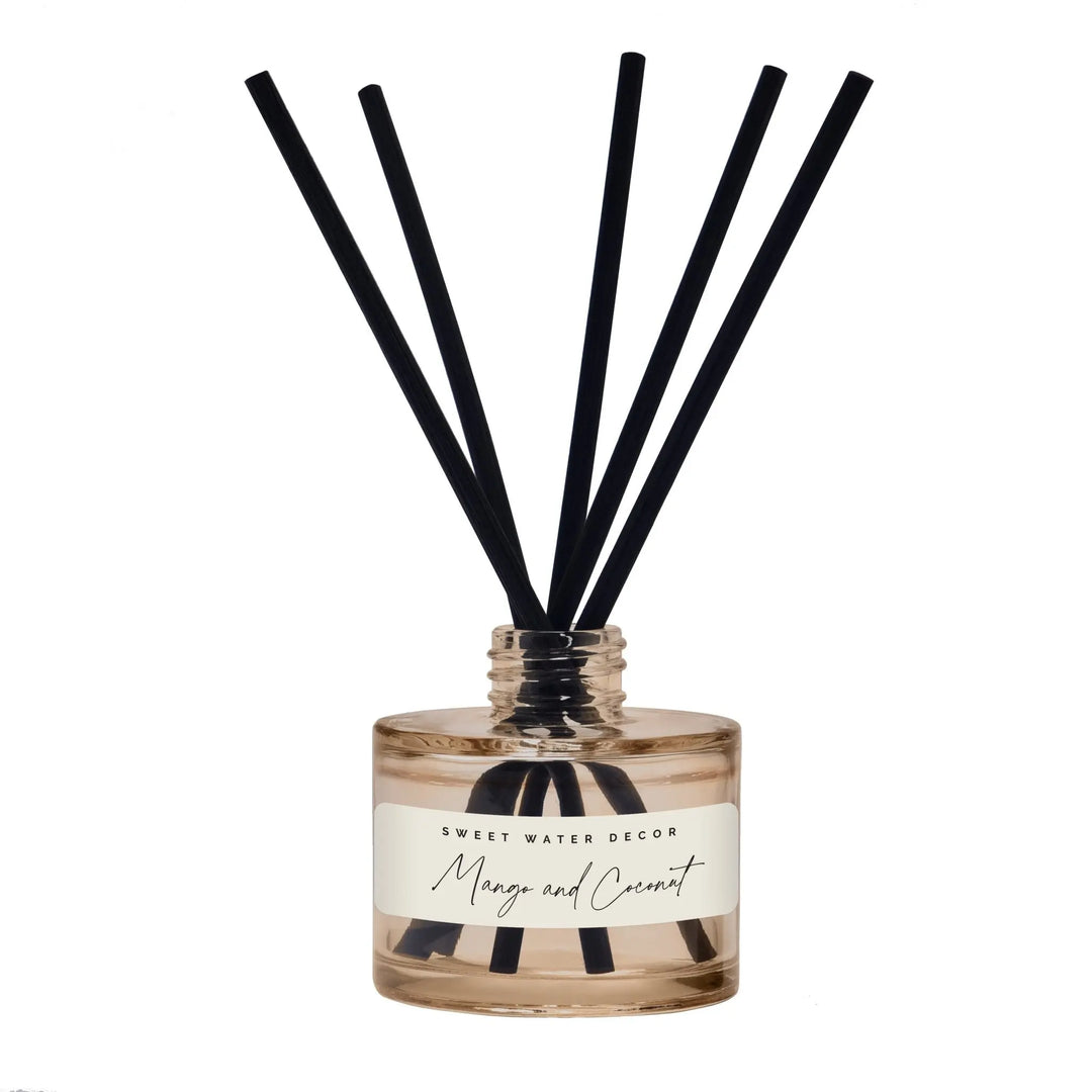 Mango and Coconut Tinted Glass Jar Reed Diffuser Sweet Water Decor Cleanse Face & Body Bar