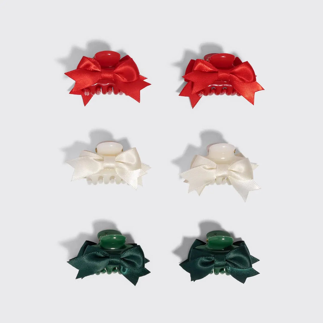 Kitsch Mini Claw Clips Holiday red white green