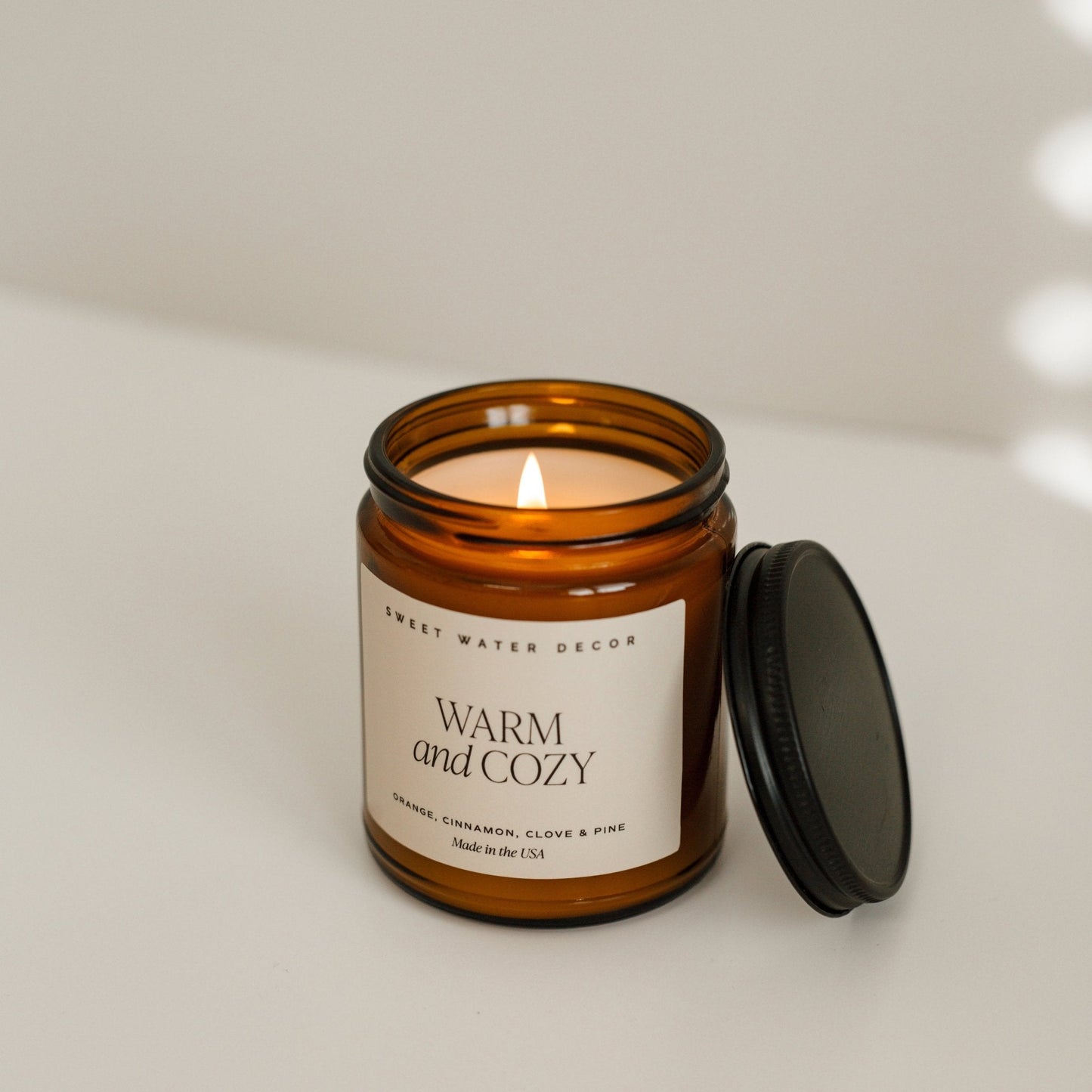 Warm and Cozy Soy Candle - Amber Jar - 9 oz - cleansefaceandbodybar