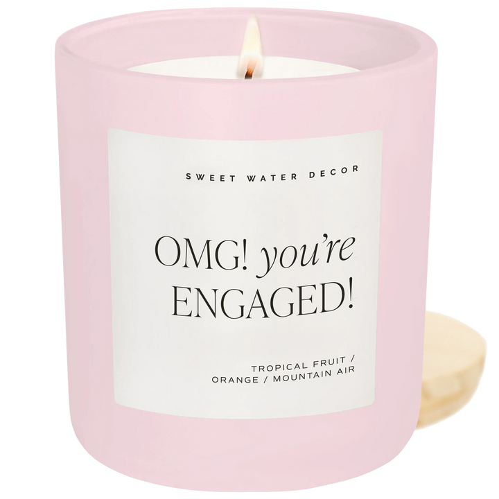 Omg! You're Engaged! Soy Candle - Pink Matte Jar - 15 oz Sweet Water Decor Cleanse Face & Body Bar