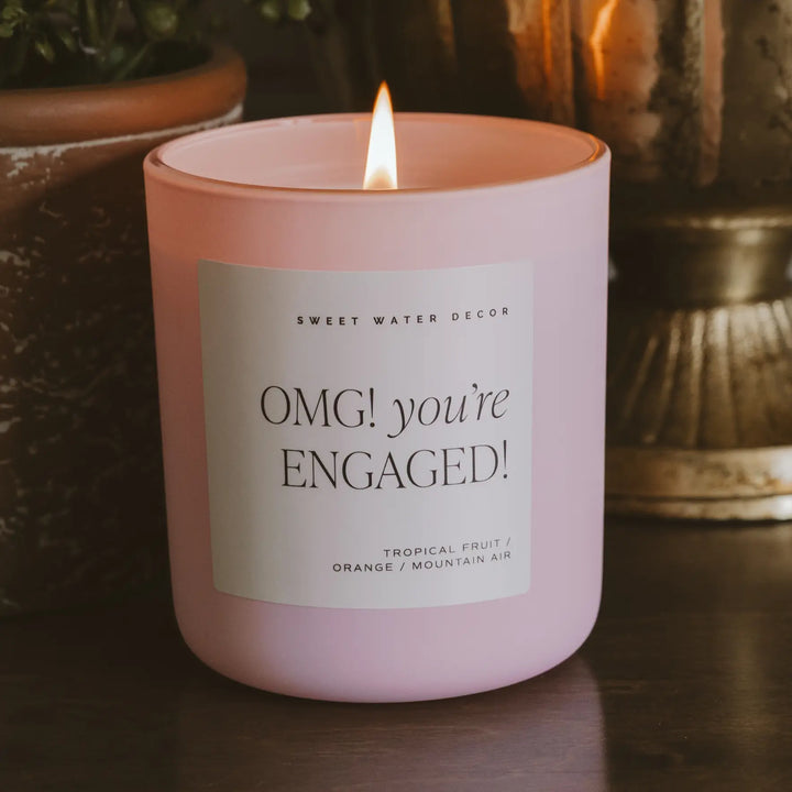 Omg! You're Engaged! Soy Candle - Pink Matte Jar - 15 oz Sweet Water Decor Cleanse Face & Body Bar
