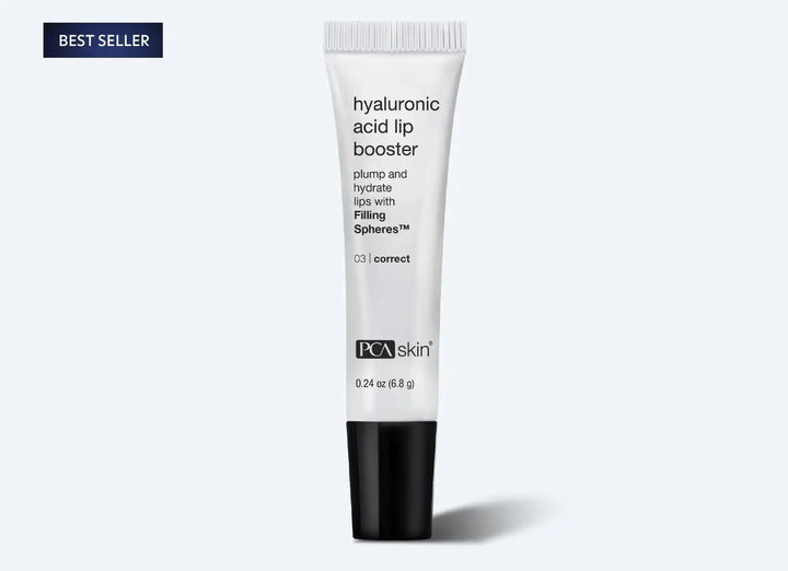 Tube of PCA Skin hyaluronic acid lip booster on a white background