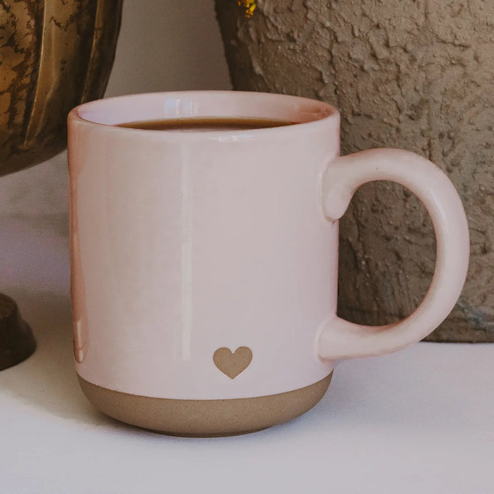 Pink Heart 14oz. Stoneware Coffee Mug Sweet Water Decor Cleanse Face & Body Bar
