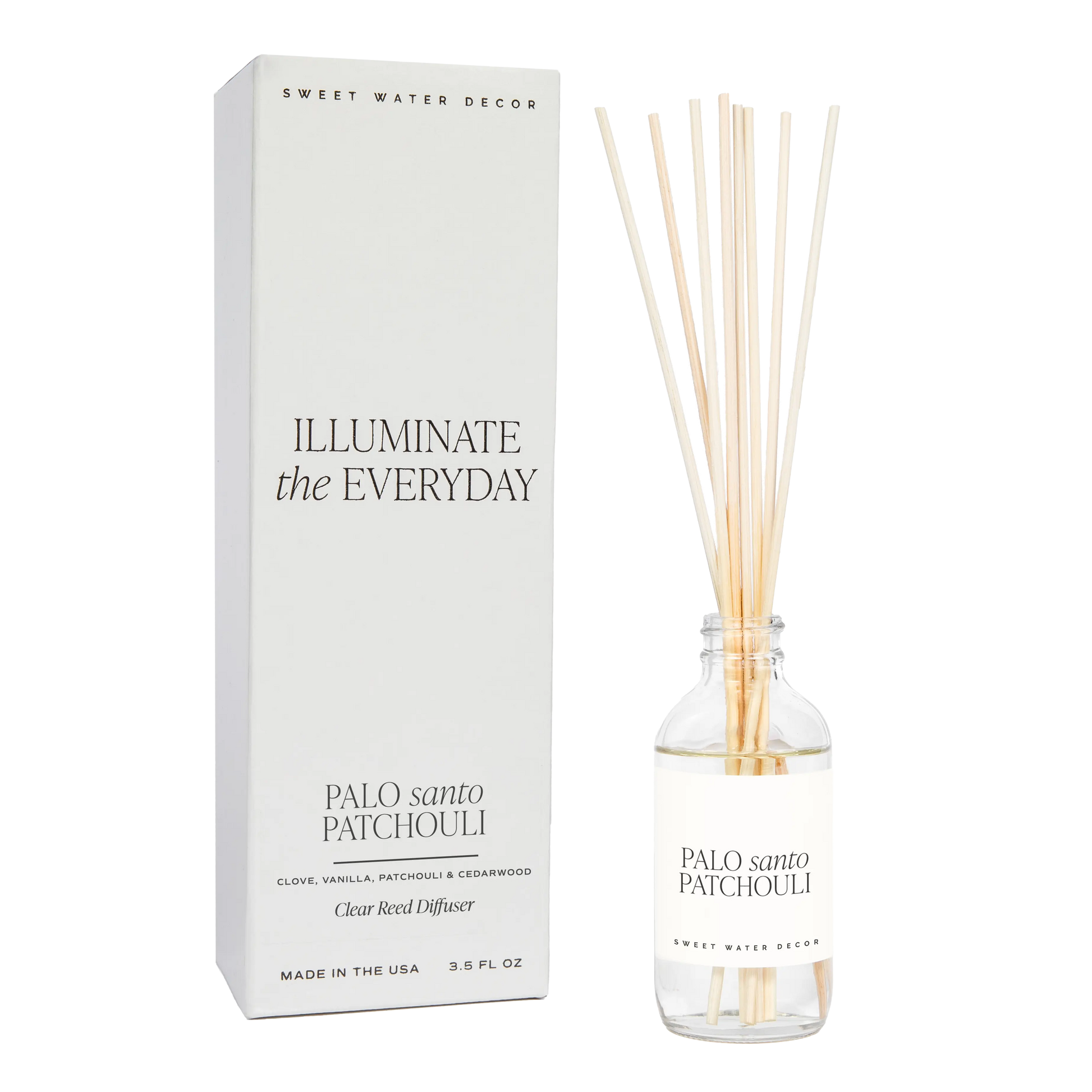 Palo Santo Patchouli Clear Reed Diffuser Sweet Water Decor