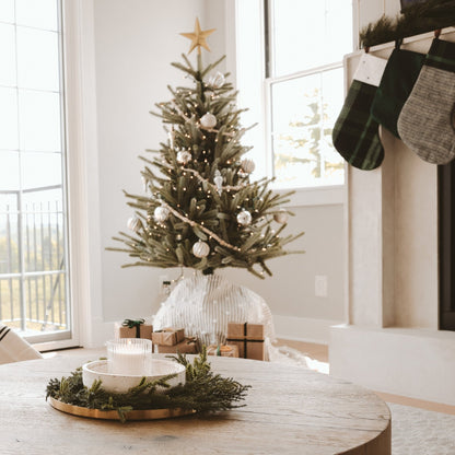 Christmas Fluted Soy Candle - Ribbed Glass Jar