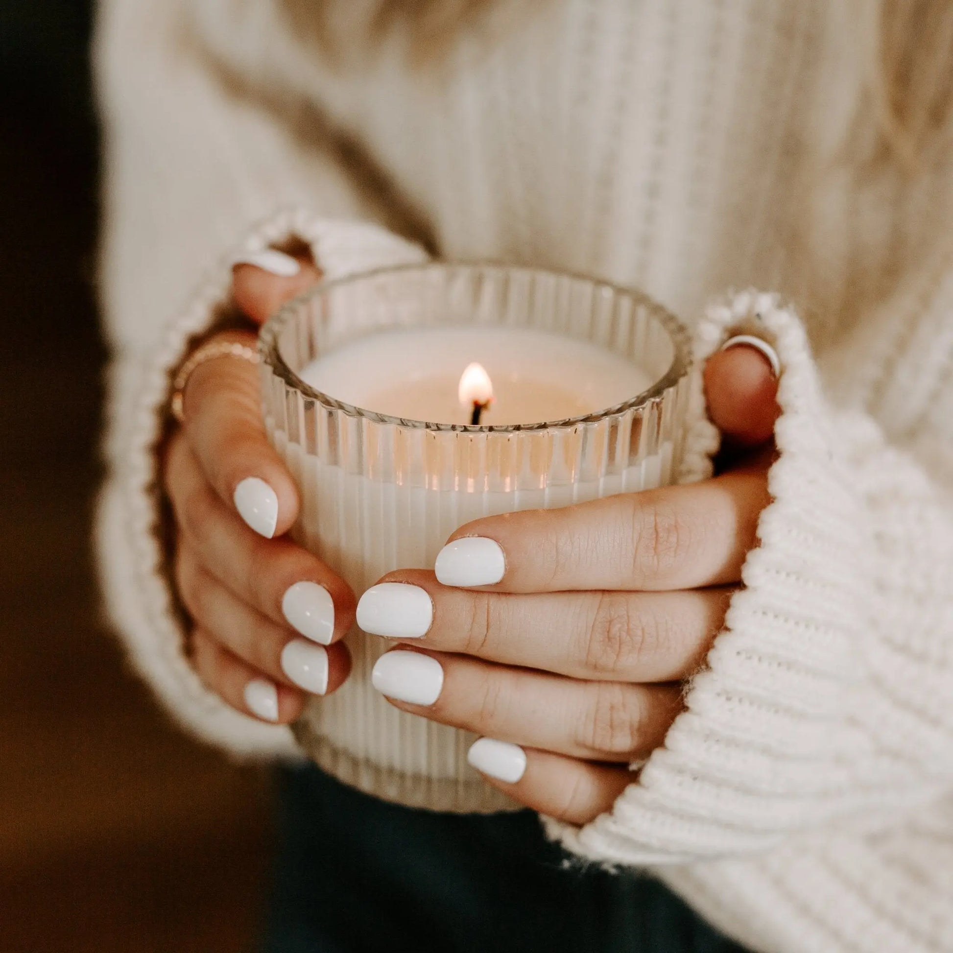 Pumpkin Spice Fluted Soy Candle - Ribbed Glass Jar - 11 oz - cleansefaceandbodybar