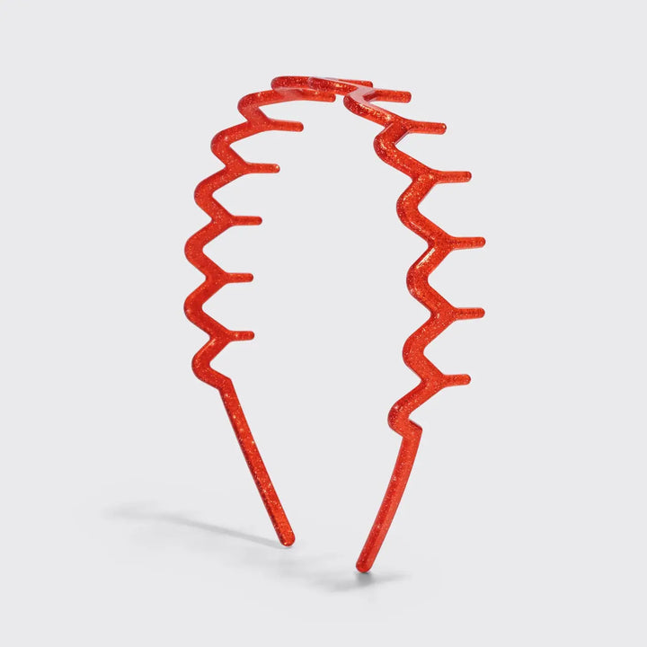 Kitsch Zigzag Headbands Gold &amp; Red on model