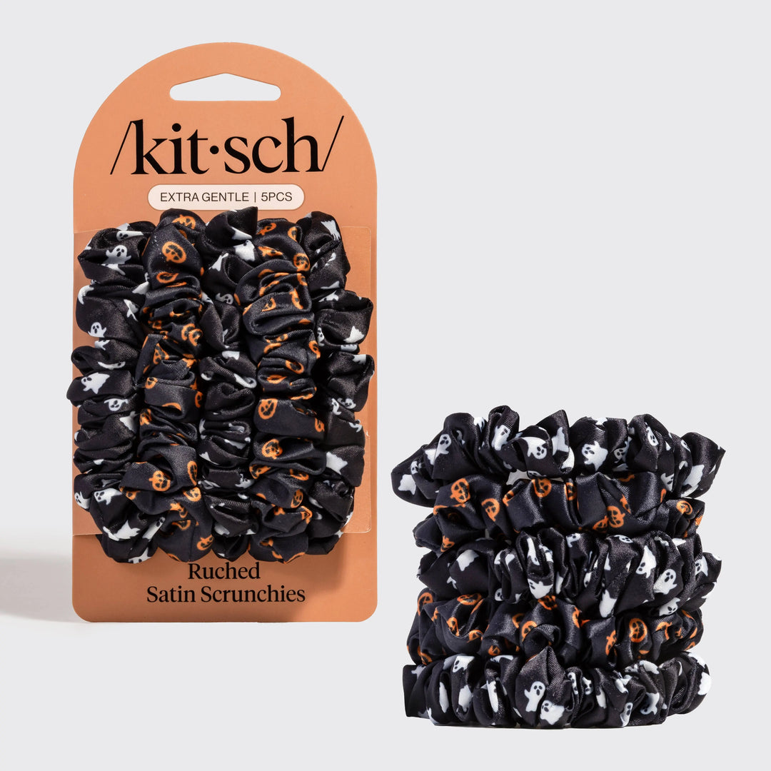 Ruched Satin Scrunchies 5pc Set - Ghosts &amp; Pumpkins KITSCH Cleanse Face &amp; Body Bar