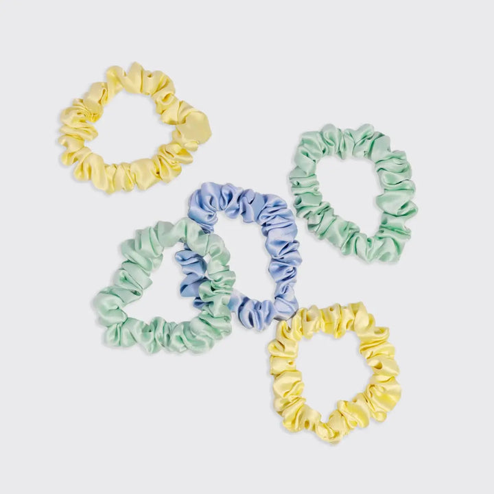 Ruched Satin Scrunchies 5pc Set - Multi-color KITSCH Cleanse Face &amp; Body Bar