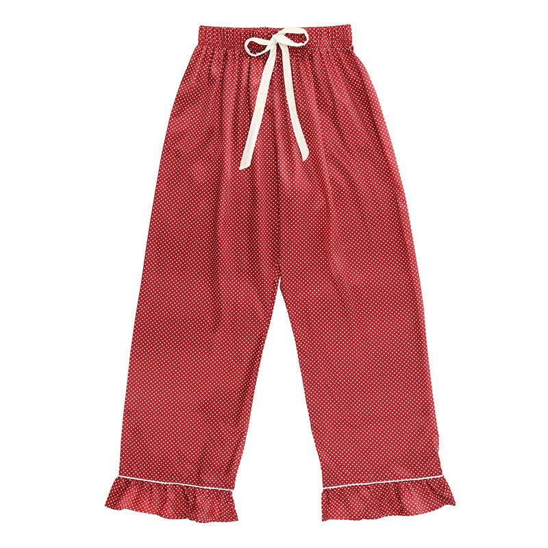 Ruffled PJ Set with Velvet Tie - Red + Pink Pin Dots: Large Bella Sleep + Spa Cleanse Face &amp; Body Bar