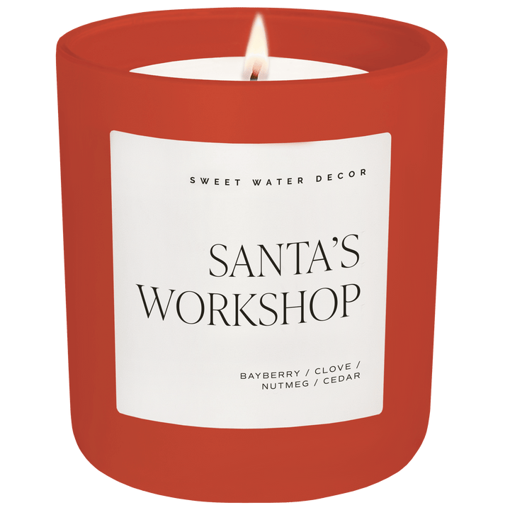 Santa's Workshop Soy Candle - Red Matte Jar - 15 oz (Merry and Bright) Sweet Water Decor Cleanse Face & Body Bar