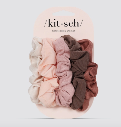 Assorted Textured Scrunchies 5pc Set | Kitsch