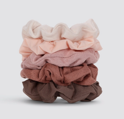 Assorted Textured Scrunchies 5pc Set | Kitsch