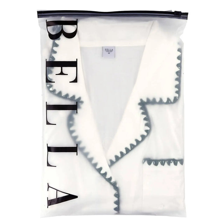 Short Bamboo PJ Set - White + Forest Green Whip Stitch: 93% Bamboo/ 7% Spandex / Small Bella Sleep + Spa Cleanse Face &amp; Body Bar