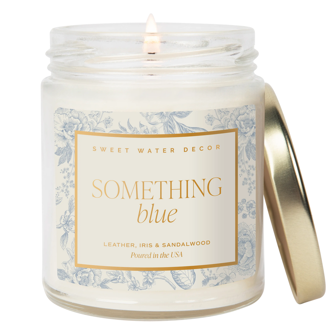 Something Blue Soy Candle - Clear Jar - 9 oz Sweet Water Decor Cleanse Face & Body Bar