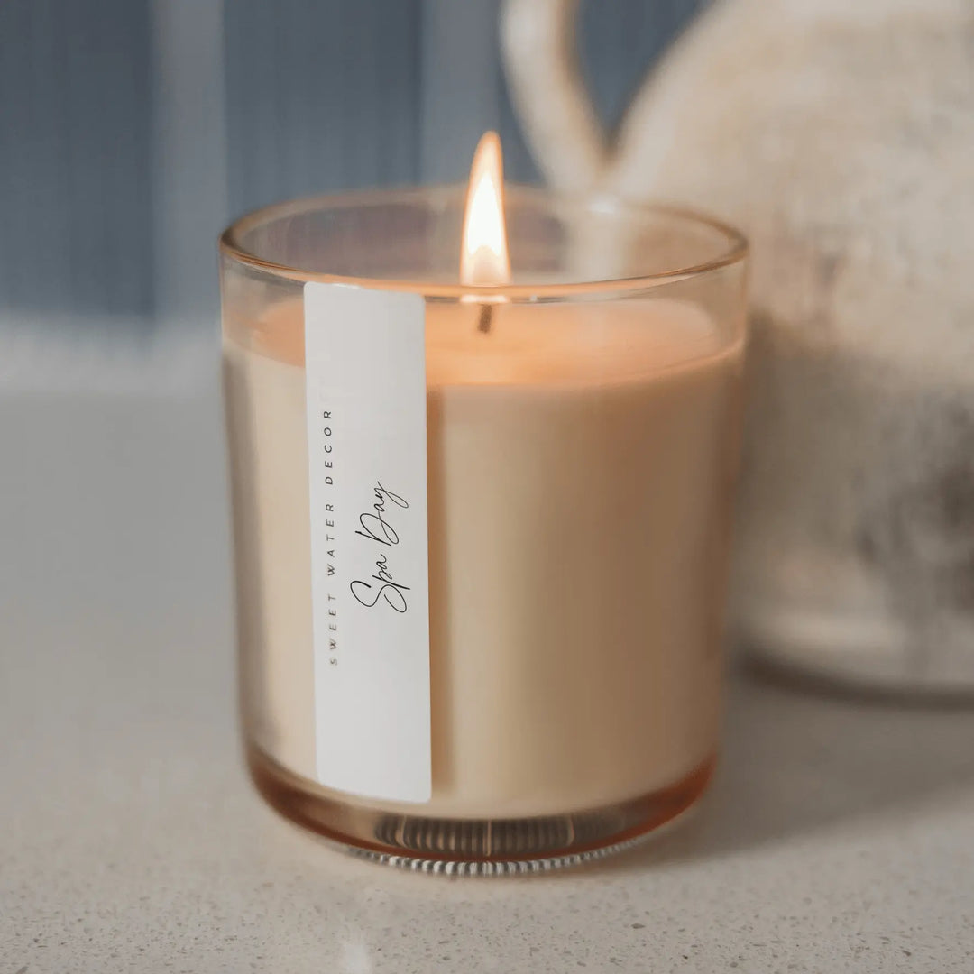 Spa Day Soy Candle - Tinted Glass Jar - 12 oz Sweet Water Decor Cleanse Face &amp; Body Bar