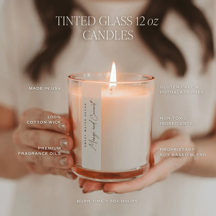 Spa Day Soy Candle - Tinted Glass Jar - 12 oz Sweet Water Decor Cleanse Face &amp; Body Bar