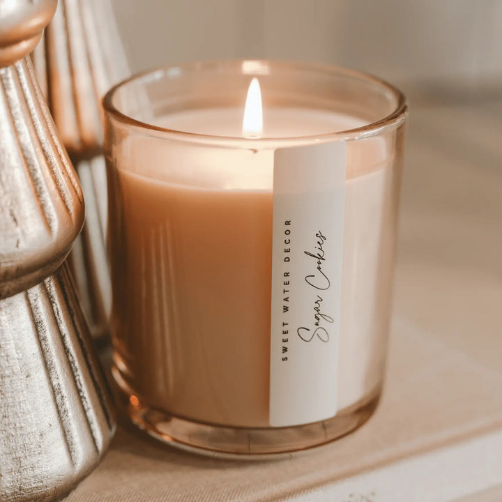 Sugar Cookies Soy Candle - Tinted Glass Jar - 12 oz Sweet Water Decor Cleanse Face & Body Bar