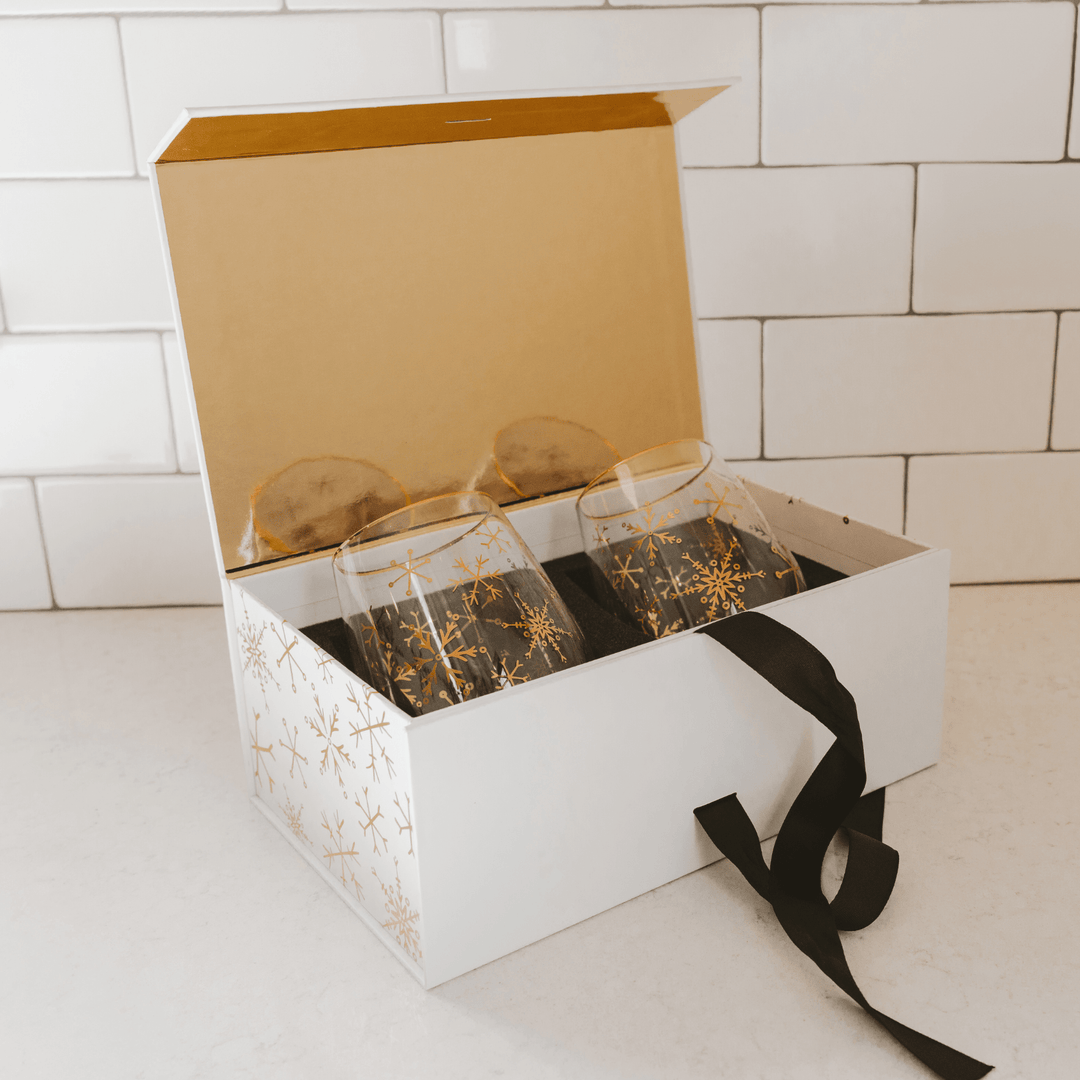 Snowflakes Stemless Wine Glass - Boxed Set of 2 Sweet Water Decor Cleanse Face & Body Bar