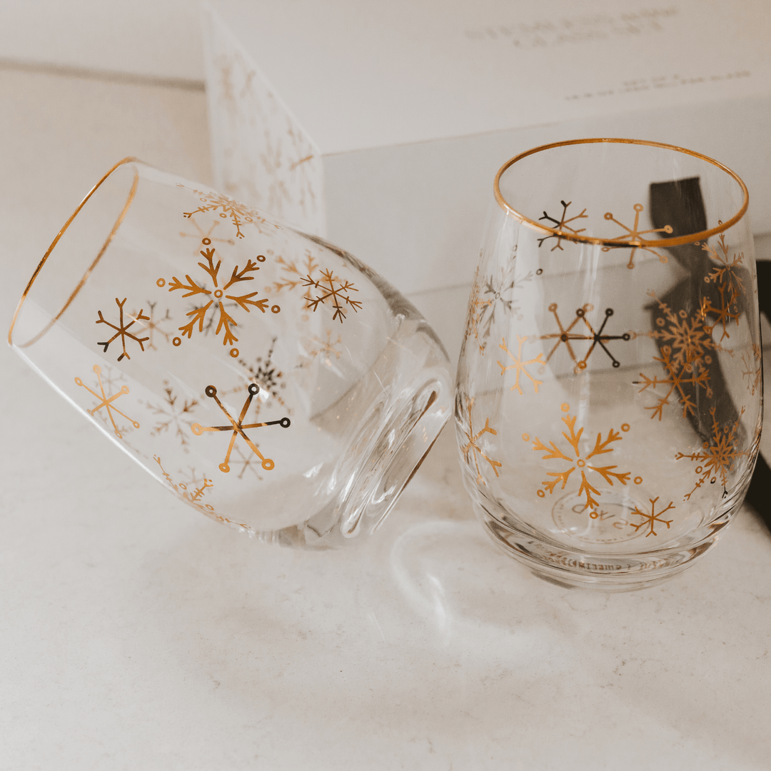 Snowflakes Stemless Wine Glass - Boxed Set of 2 Sweet Water Decor Cleanse Face & Body Bar