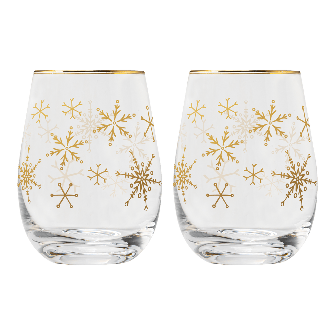 Snowflakes Stemless Wine Glass - Boxed Set of 2 Sweet Water Decor Cleanse Face & Body Bar
