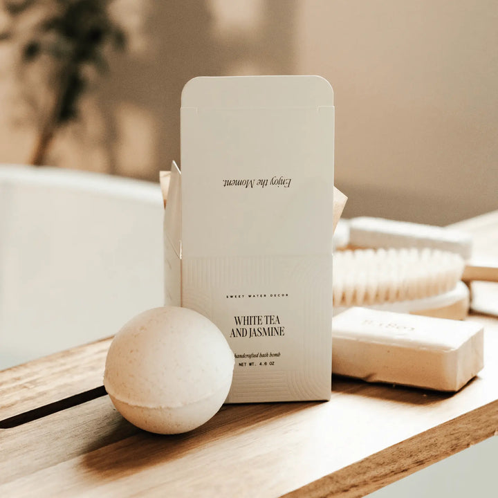 White Tea and Jasmine 4.6 oz Bath Bomb Sweet Water Decor Cleanse Face & Body Bar