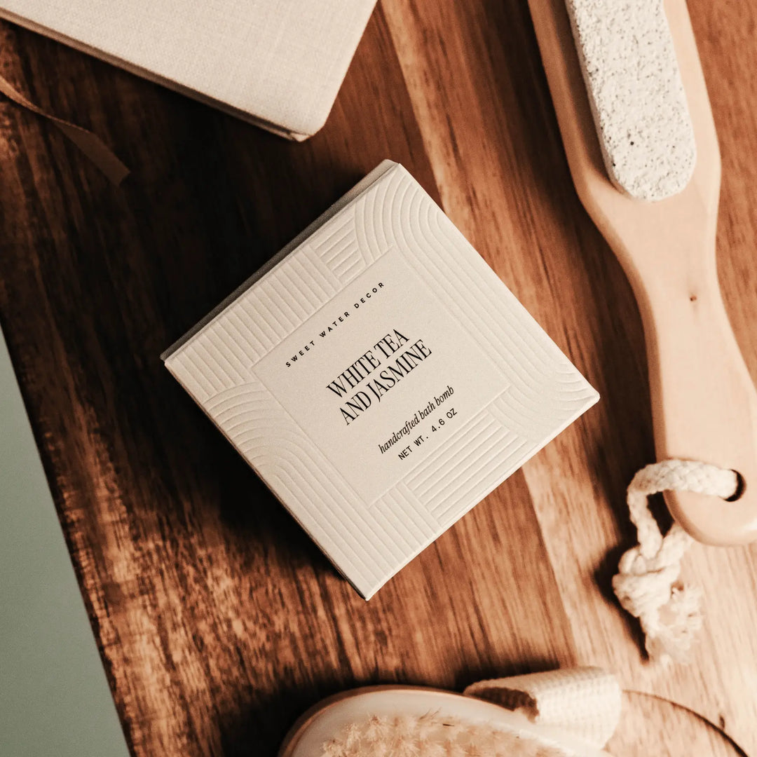 White Tea and Jasmine 4.6 oz Bath Bomb Sweet Water Decor Cleanse Face & Body Bar
