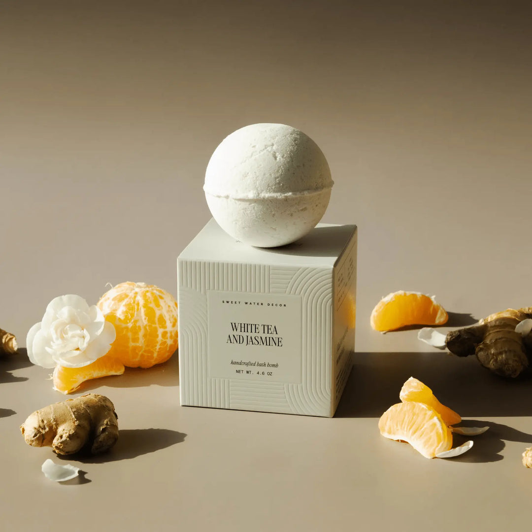 White Tea and Jasmine 4.6 oz Bath Bomb Sweet Water Decor Cleanse Face & Body Bar