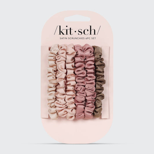 Kitsch | Ultra Petite Satin Scrunchies 6pc - Terracotta