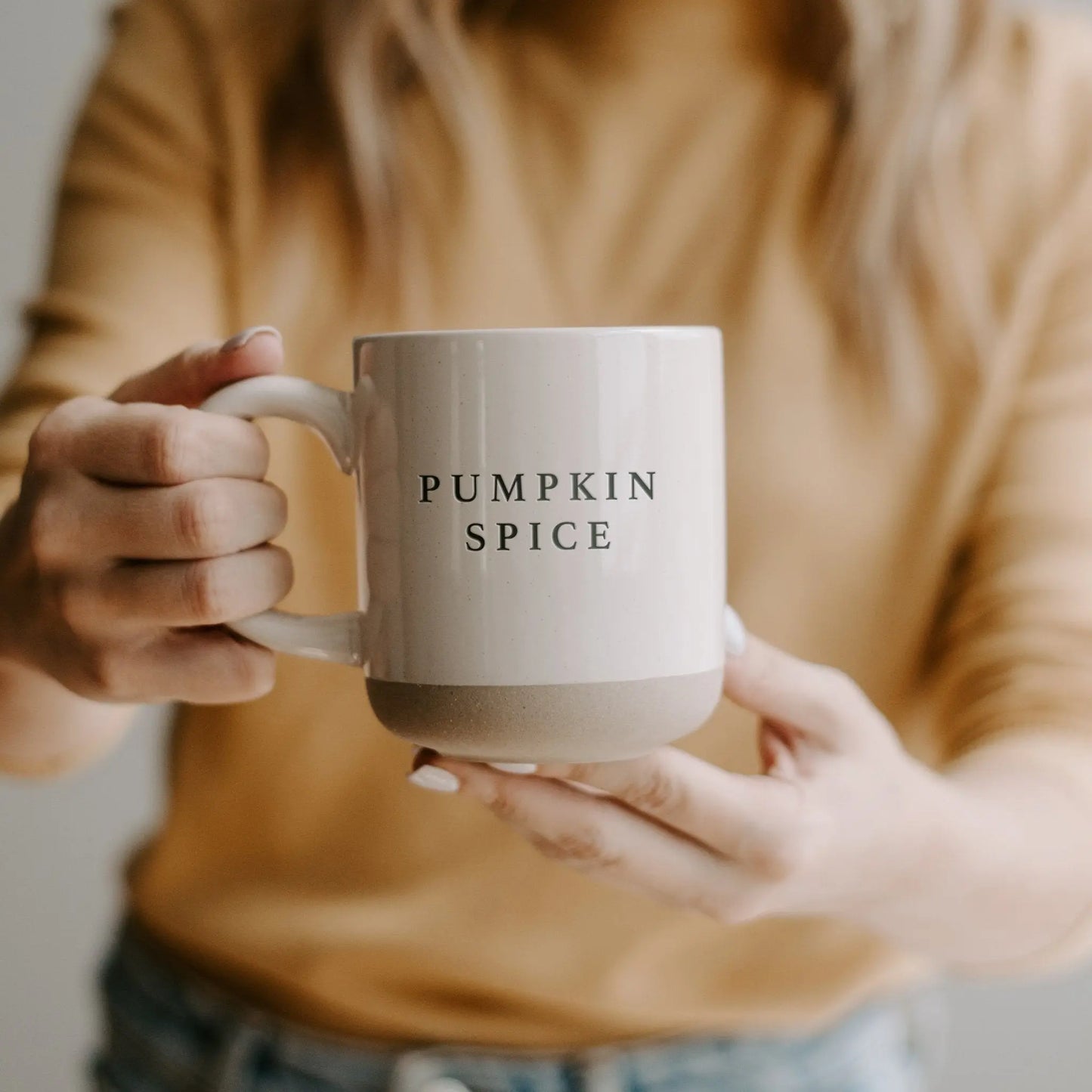 beige pumpkin spice mug