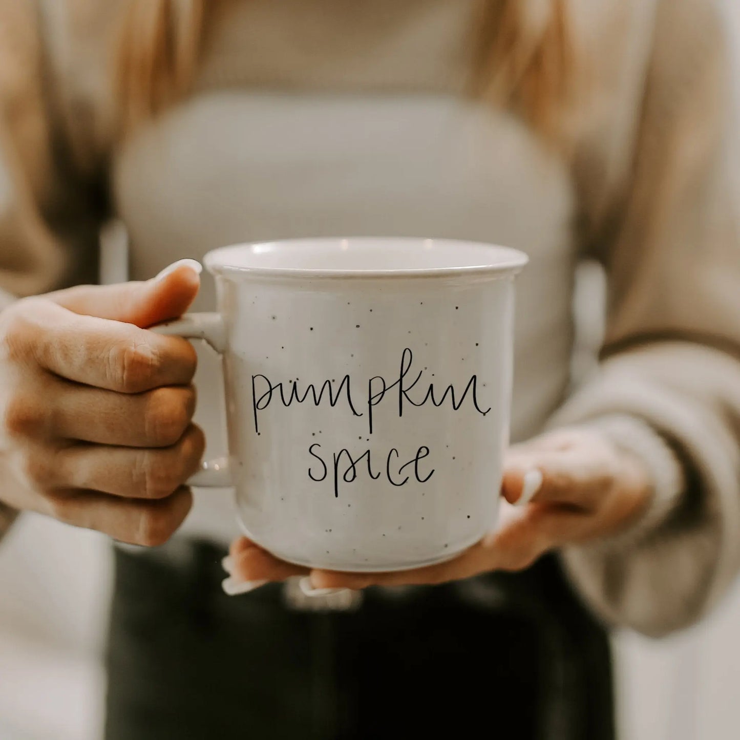 cute white pumpkin spice mug