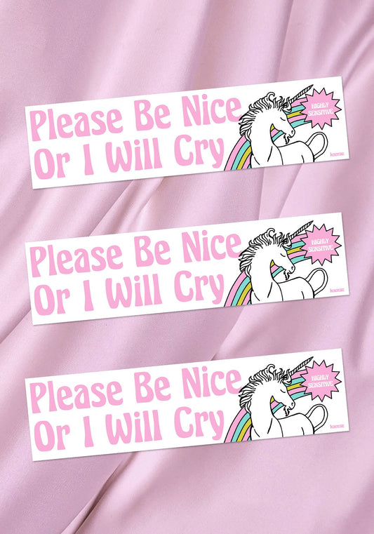 Kaeraz | Please Be Nice Unicorn Bumper Sticker