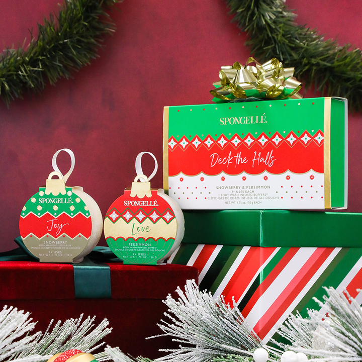 Deck the Halls | Holiday Ornament Gift Set Spongellé Cleanse Face & Body Bar