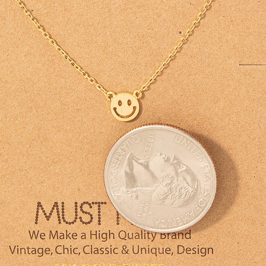 Mini Smiley Face Charm Necklace