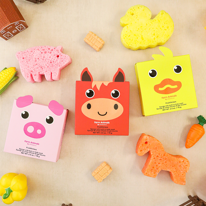 Farm Animals Assorted Pack Spongellé Cleanse Face & Body Bar