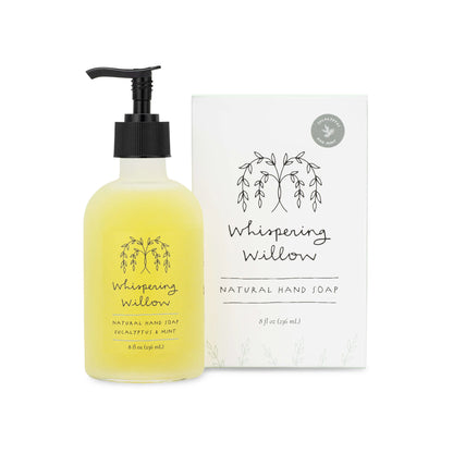 Eucalyptus & Mint Natural Hand Soap in a Glass Bottle Whispering Willow