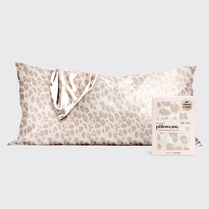kitsch leopard king satin pillow case