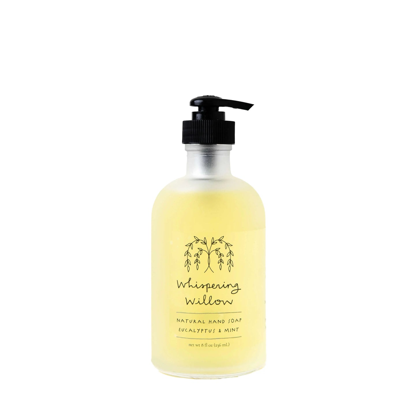 Eucalyptus & Mint Natural Hand Soap in a Glass Bottle Whispering Willow